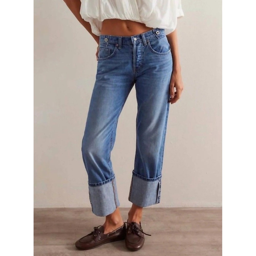 Free People We The Free Slim Shade Selvedge Jeans True Blue Straight‎ Leg 26